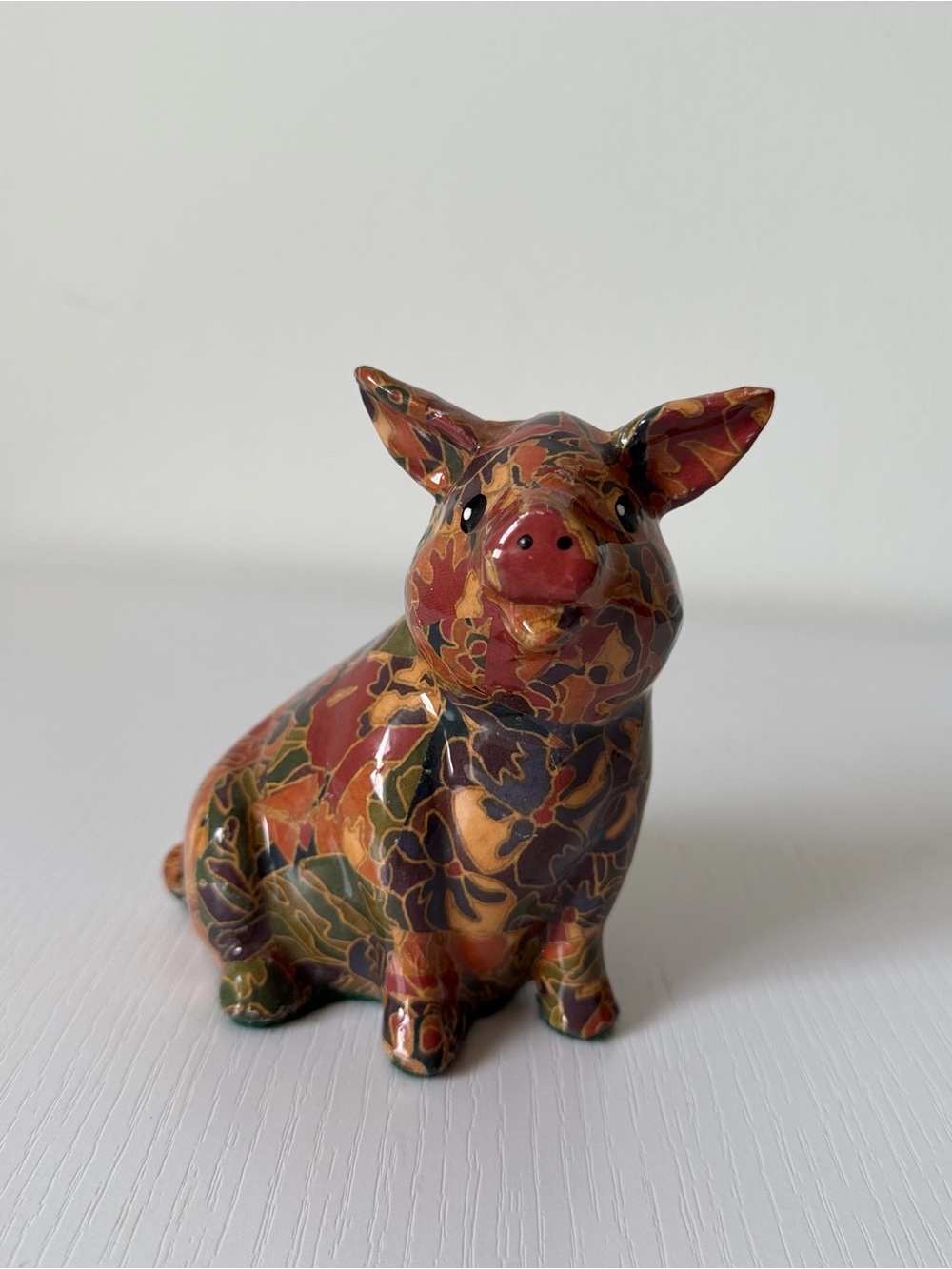 Decorative Multicolor Ceramic Pig Figurine - Home Art Accent